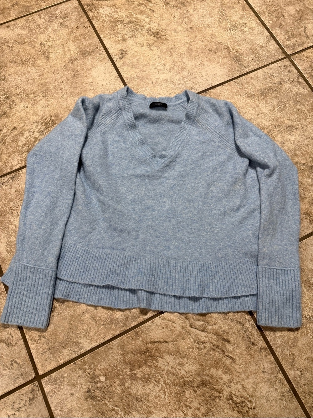 J Crew Cozy Light Blue V-Neck Knit Sweater for Women